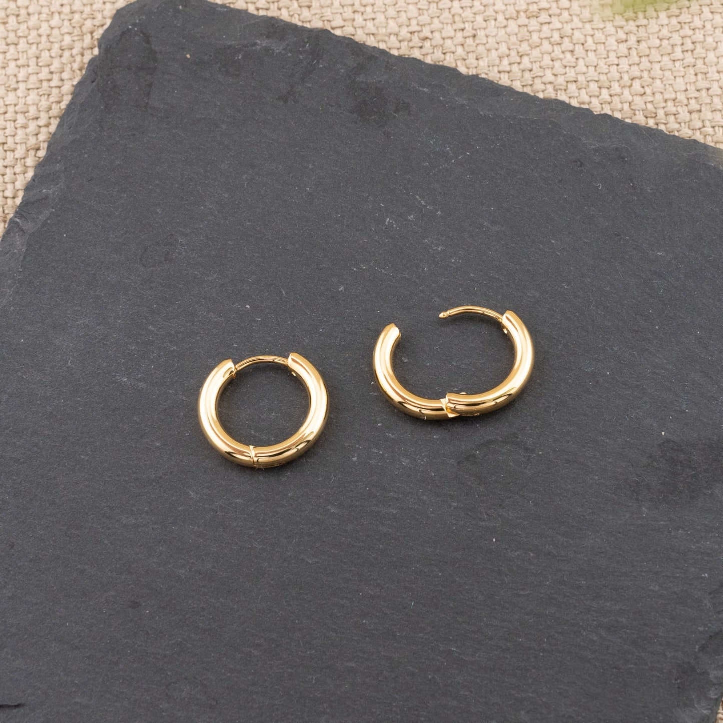 3 pairs gold hoop earrings set