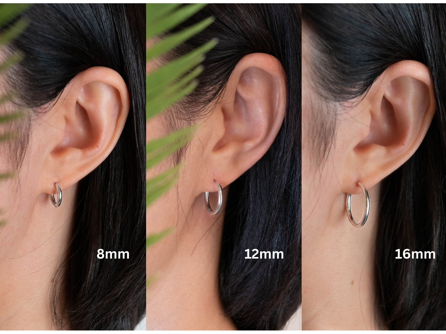 3 pairs silver hoop earrings set of 3
