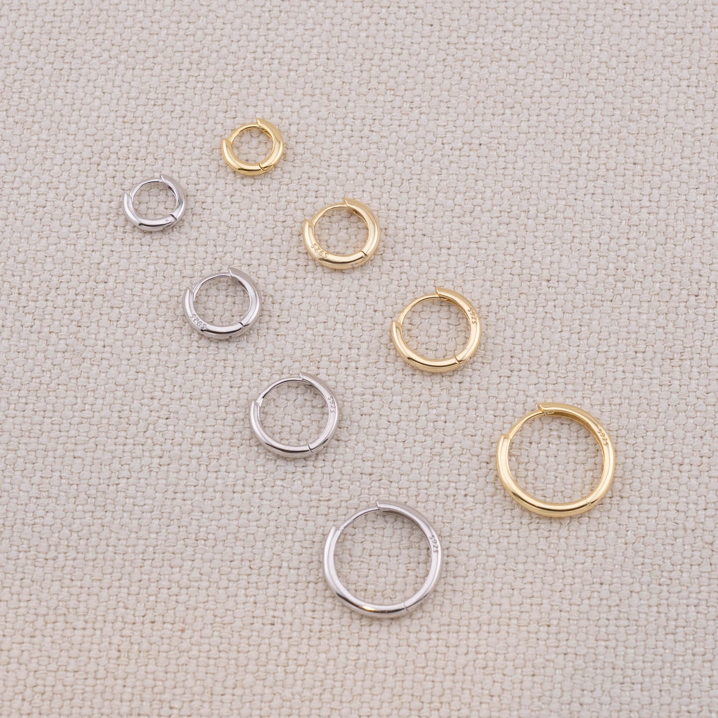 Simple small huggie hoops set of 2 or 3 pairs