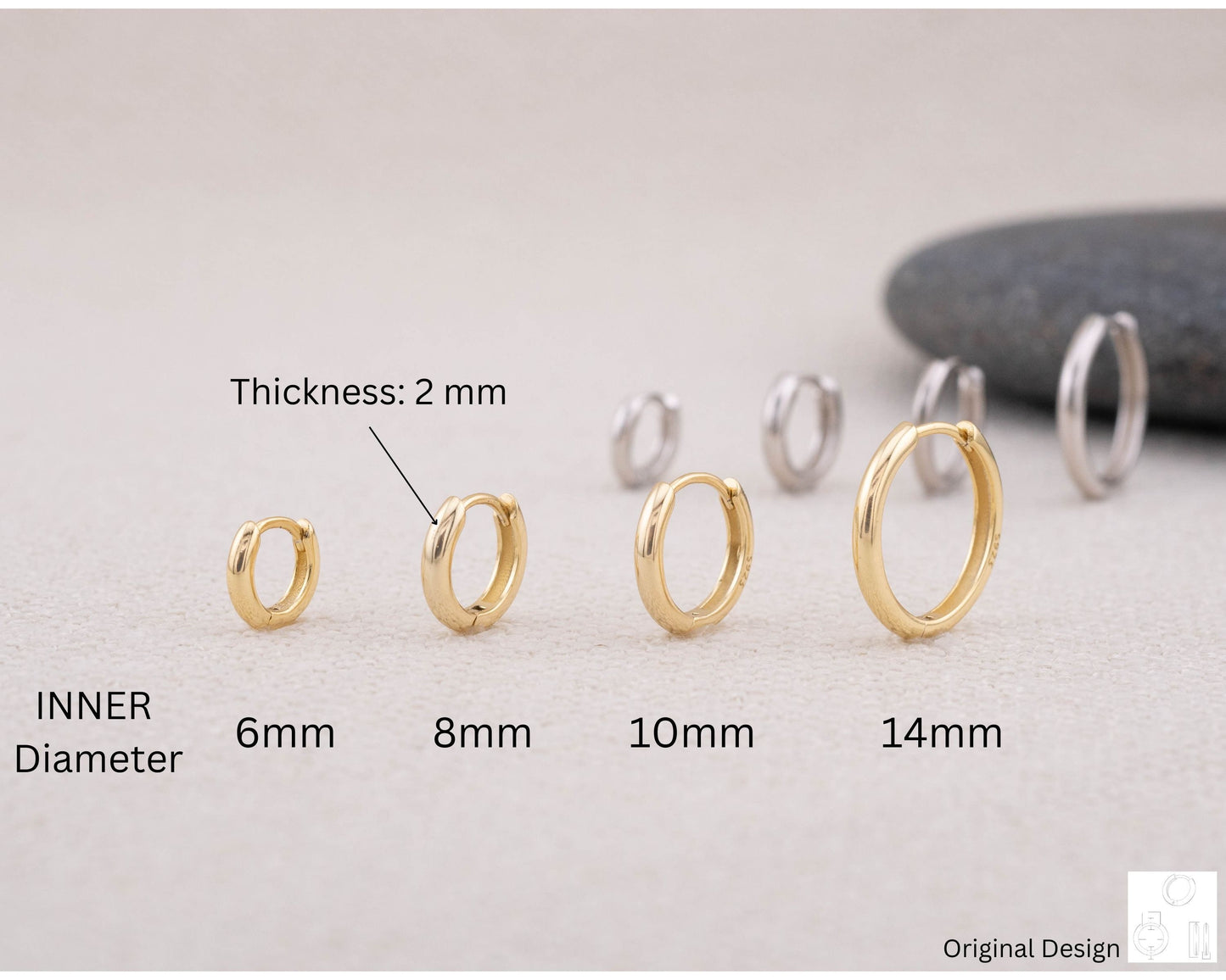 Small huggie hoops set of 2 or 3 pairs