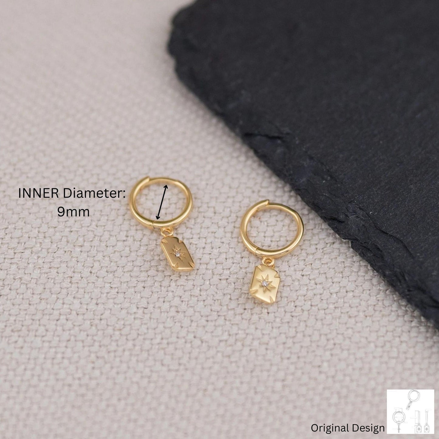 Sun tarot earrings tiny huggie hoop
