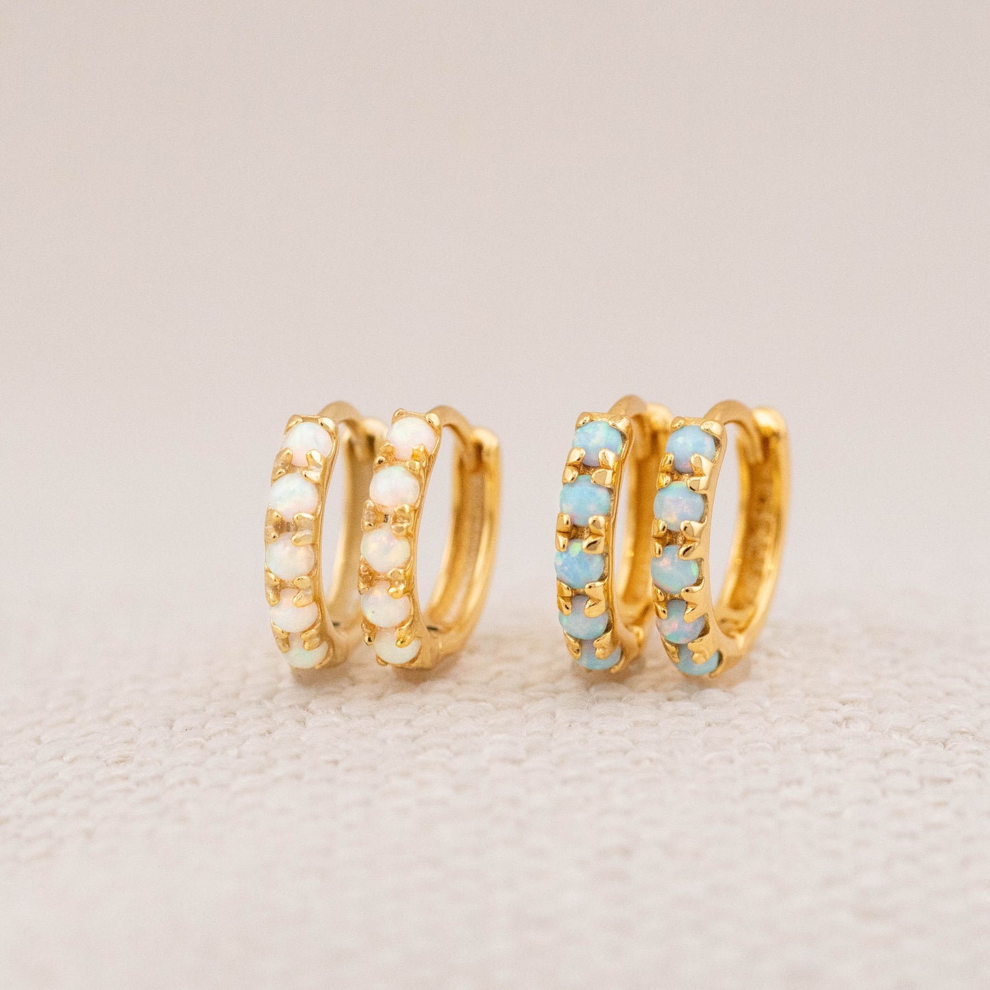Opal hoop earrings