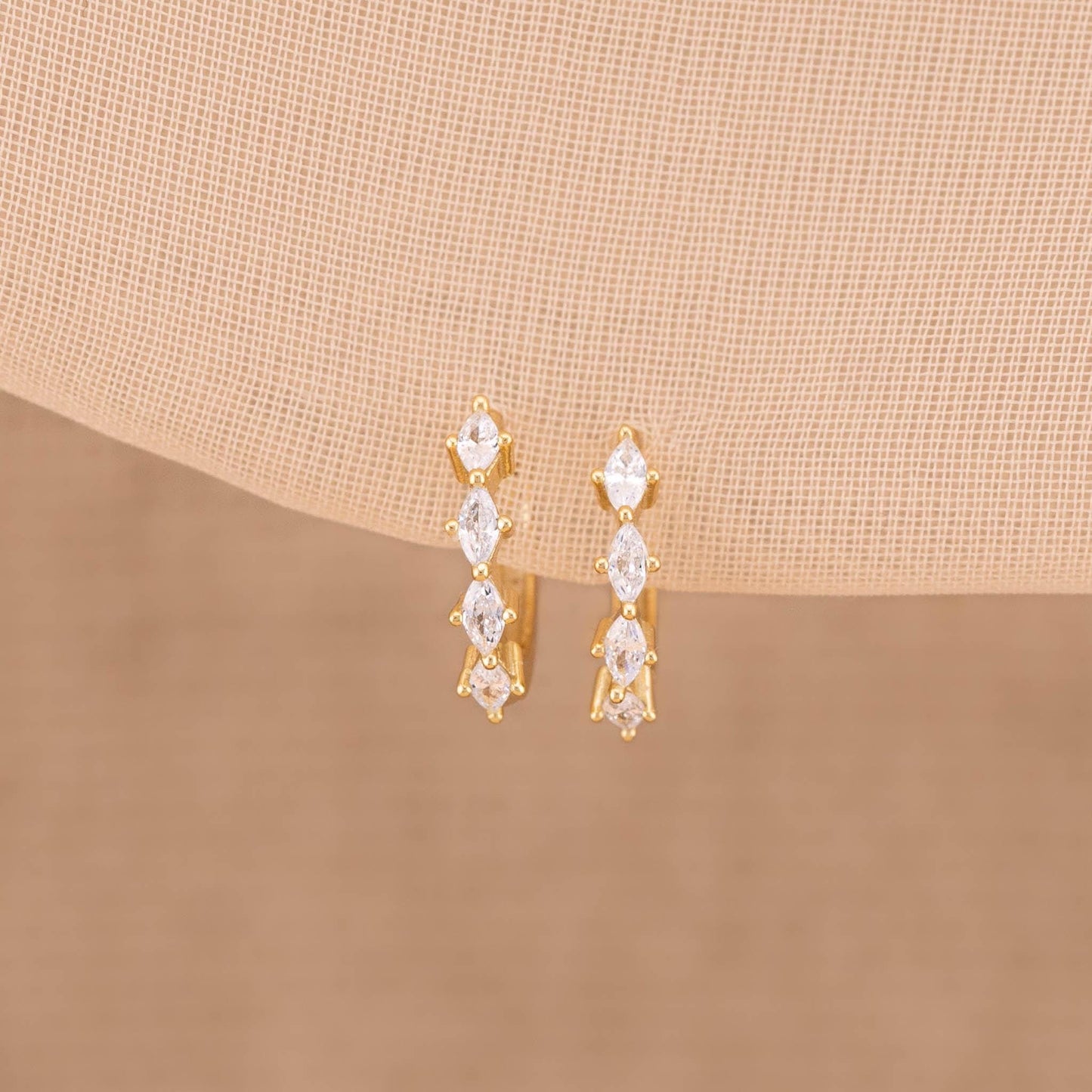 Diamond huggie hoop earrings, 14K Gold CZ cartilage hoop, 6mm, 8mm, 10mm hoop, girlfriend gift unique jewelry