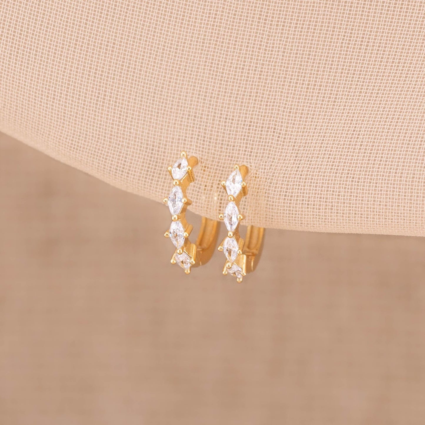 Diamond huggie hoop earrings
