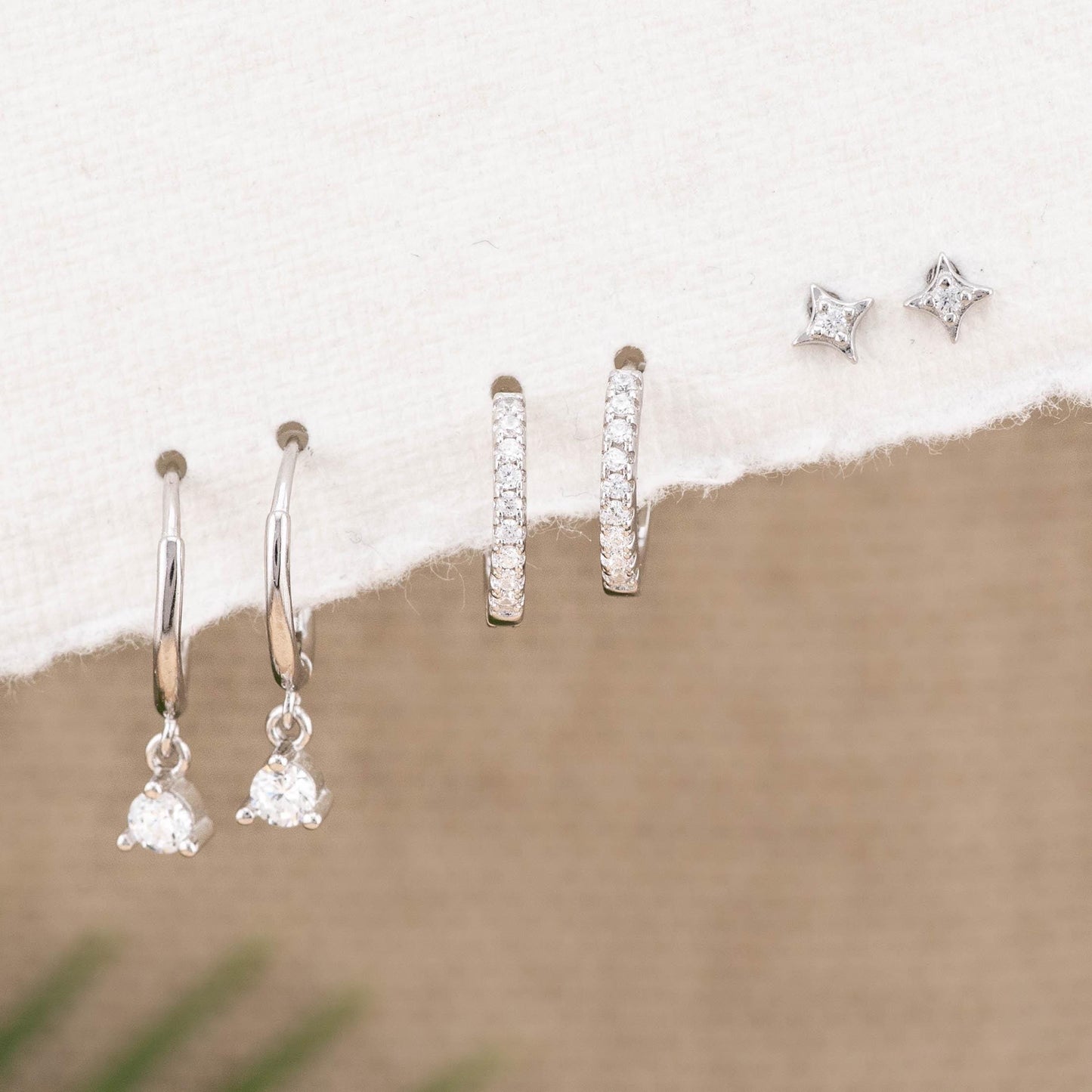 2 or 3 pairs Diamond Huggie Hoop set