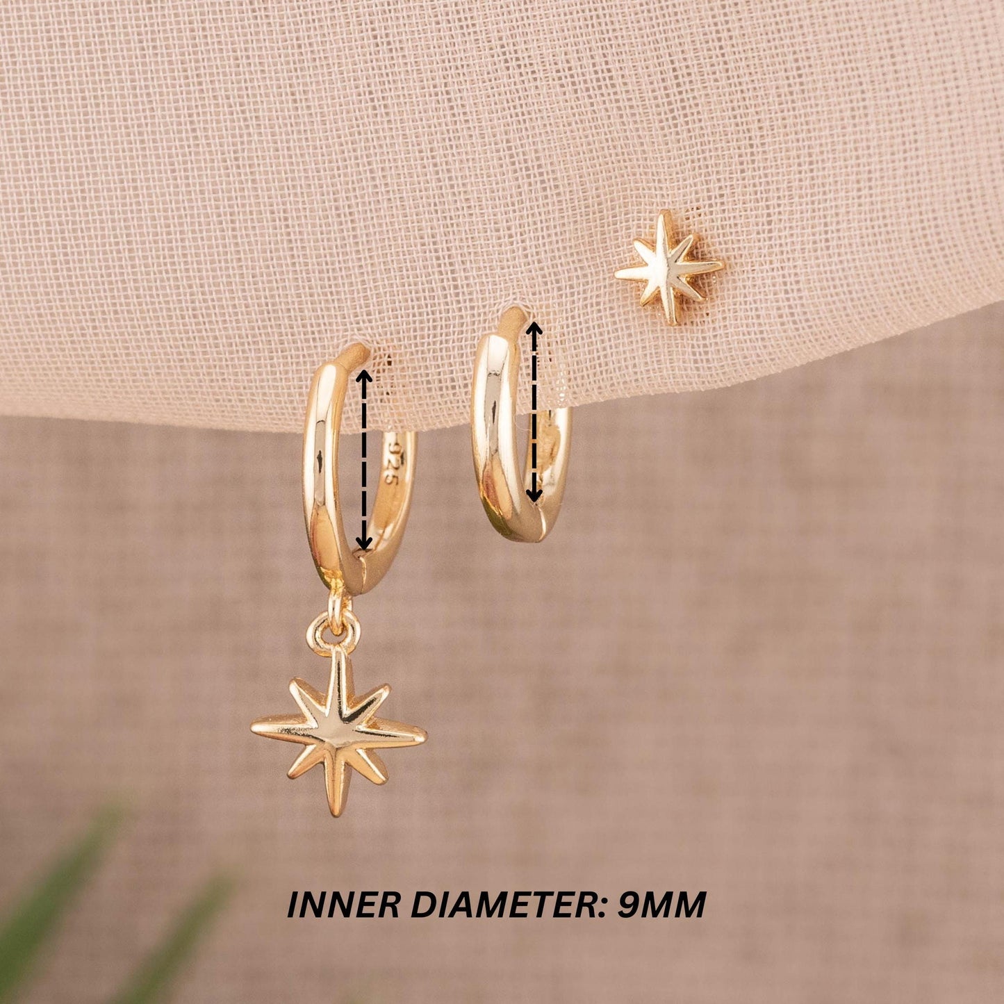 Celestial huggie hoop earrings set, small 14K gold filled huggie hoop stack, non tarnish cartilage earrings, star stud, matching-gift-set