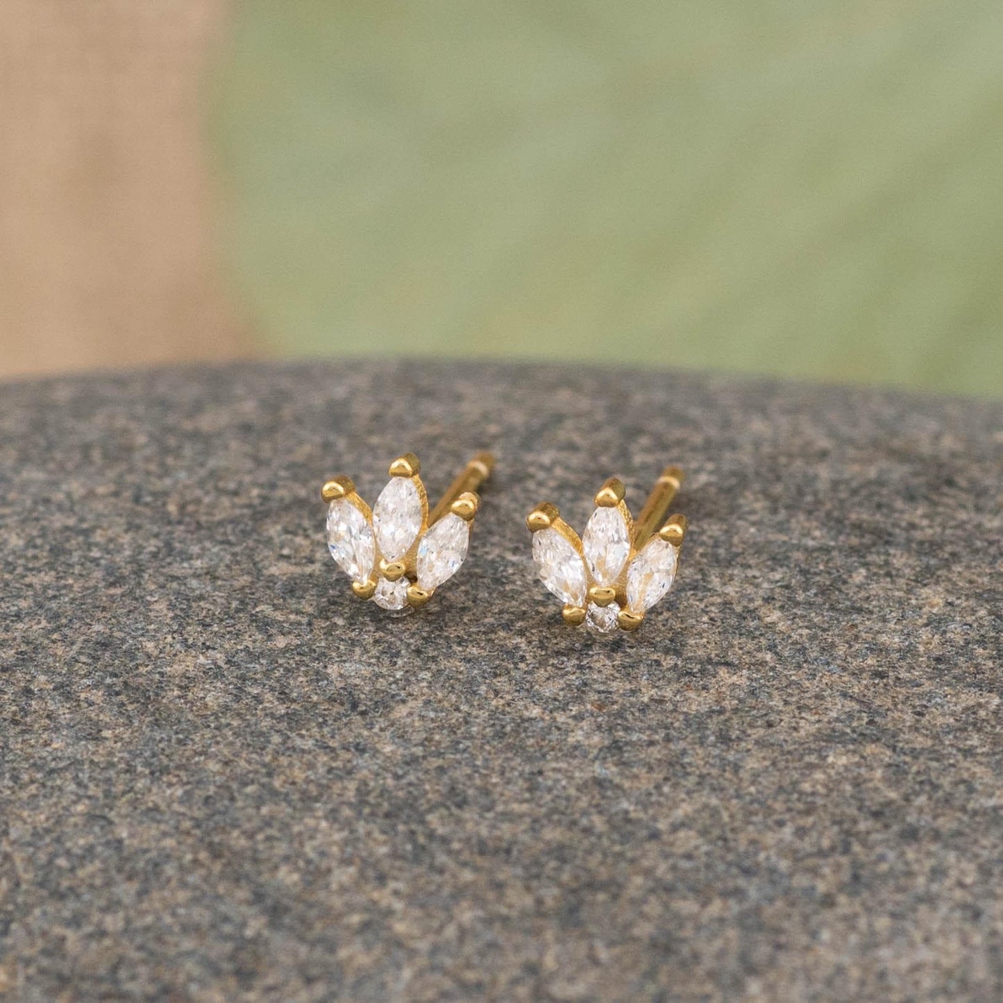2 or 3 pairs marquise huggie earring stack set