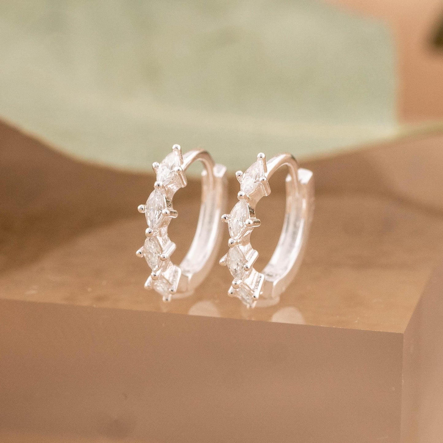 Diamond huggie hoop earrings, 14K Gold CZ cartilage hoop, 6mm, 8mm, 10mm hoop, girlfriend gift unique jewelry
