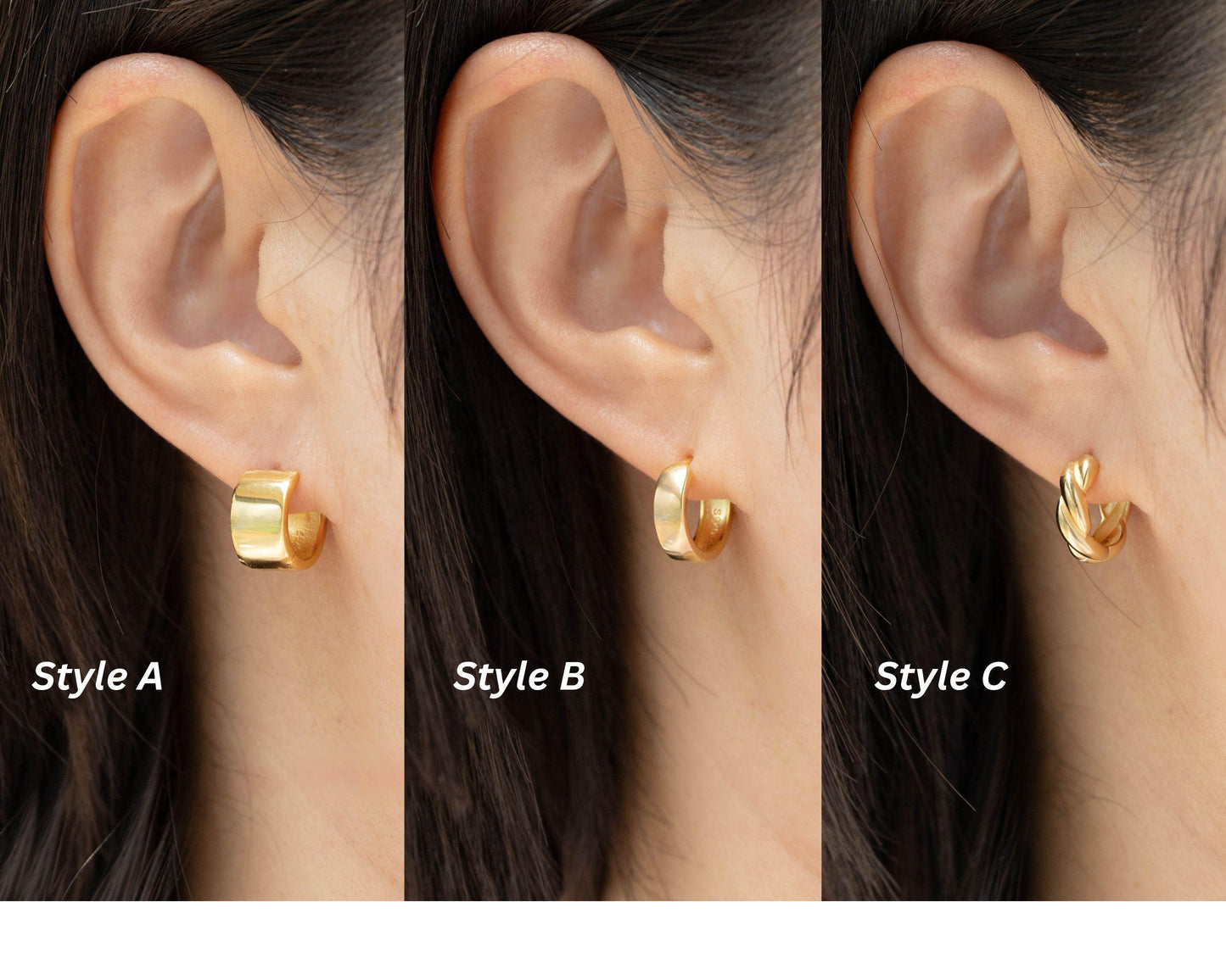 Thick hoop earrings set