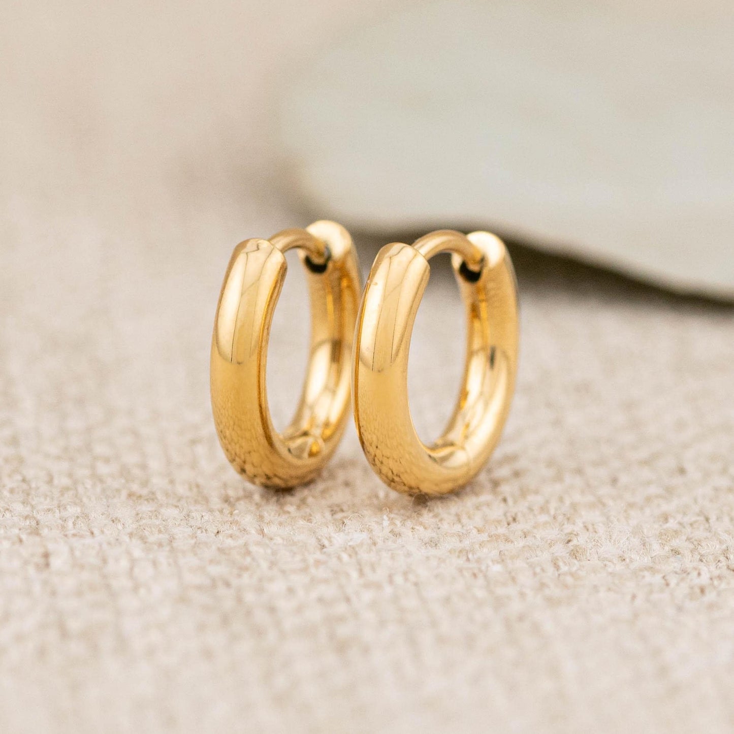 2 or 3 pairs thick gold stacking hoop set