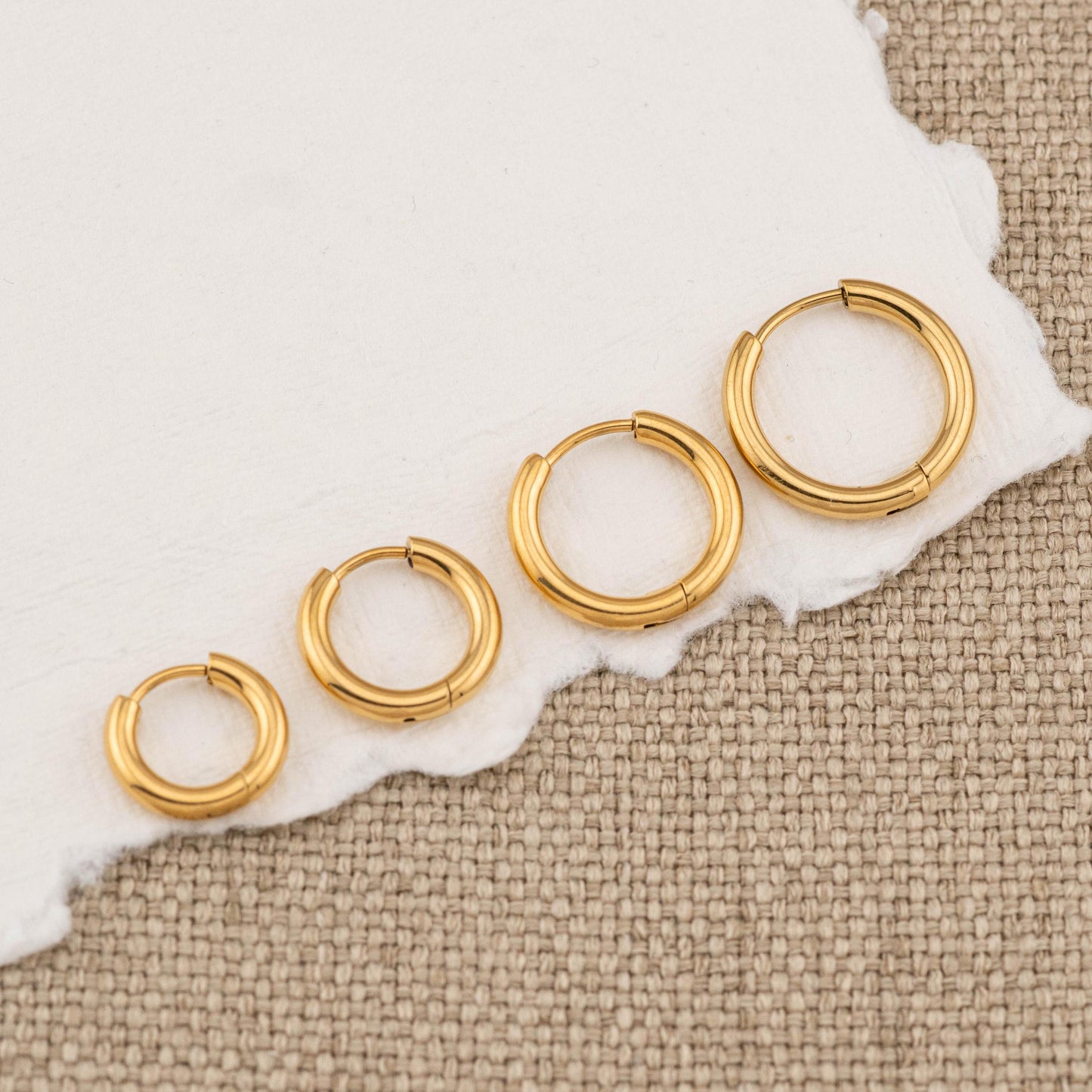 2 or 3 pairs thick gold stacking hoop set