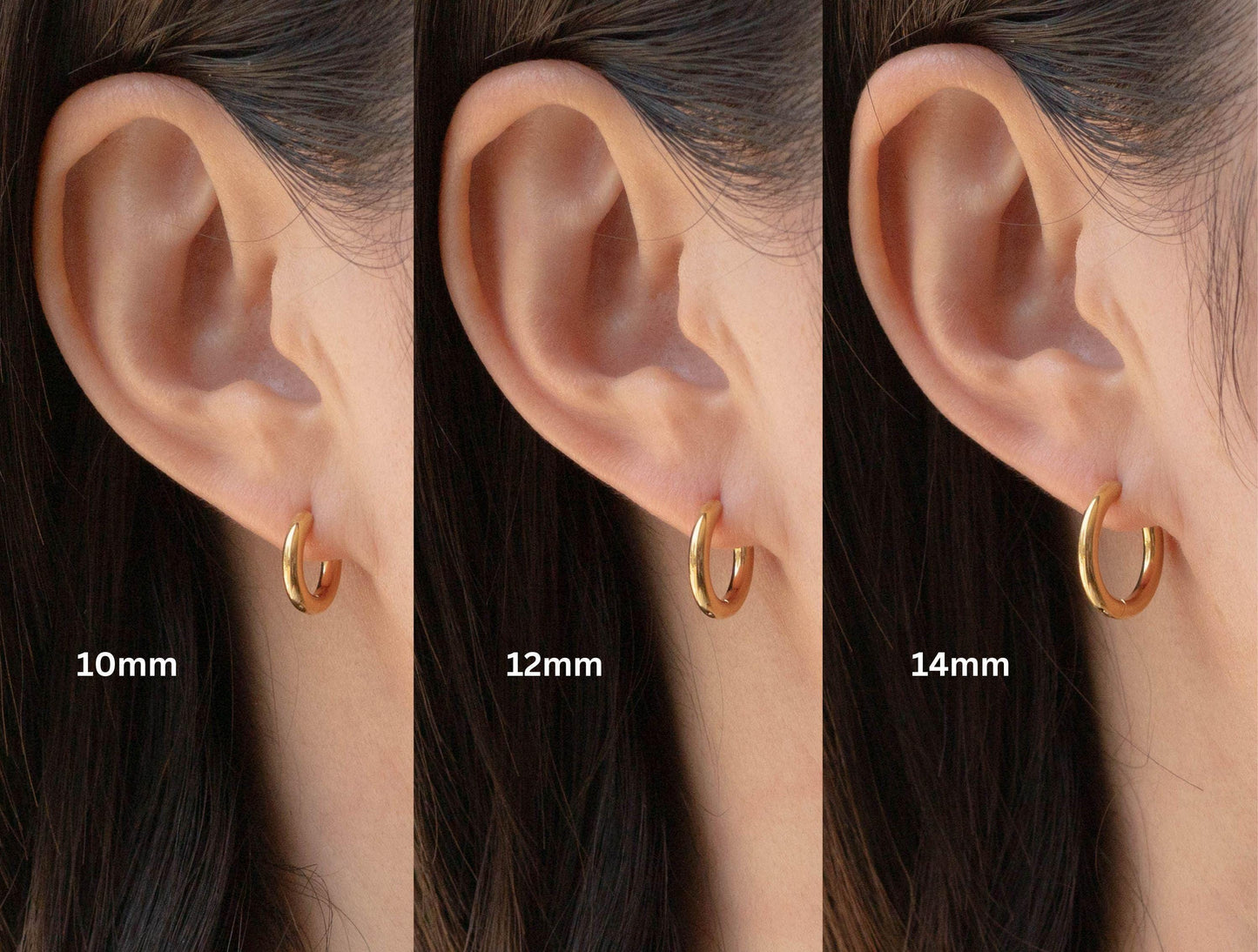 2 or 3 pairs thick gold stacking hoop set