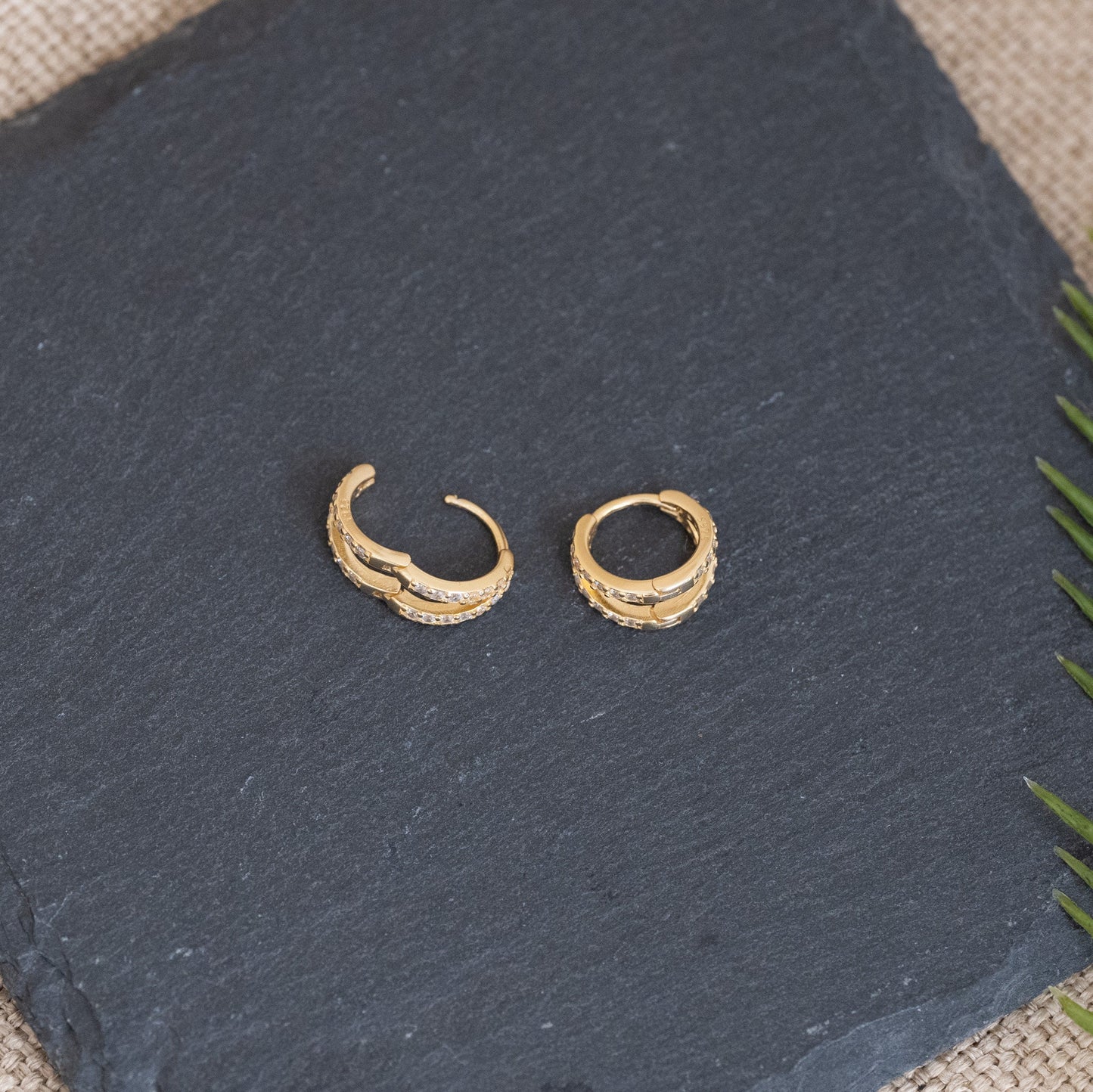Double hoop earrings, tiny double hoop pave earrings, CZ hoop earring, stacked hoops, gift for sister, everyday earrings, tiny hoop earrings