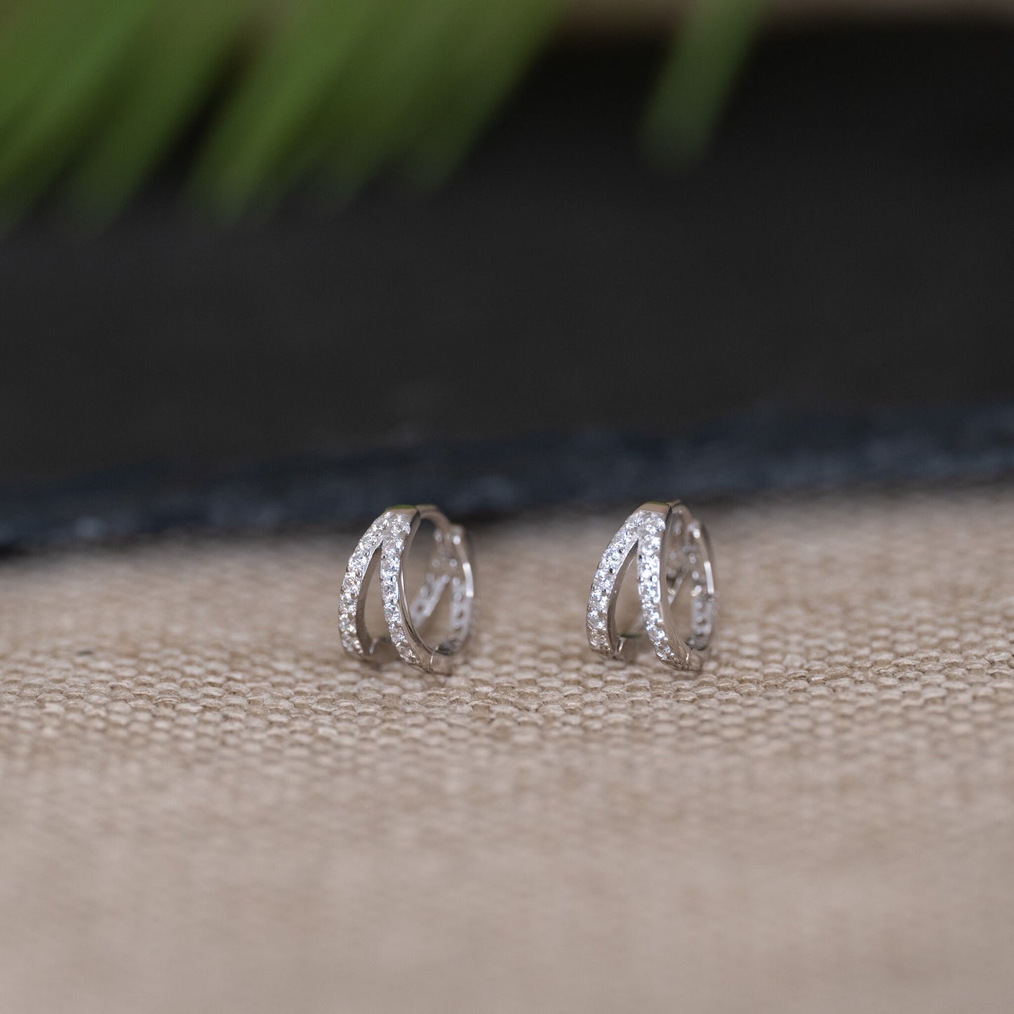 Gold Double hoop earrings, silver double hoop earrings, double hoop huggie earrings, pave hoop earrings, double huggie hoop single piercing