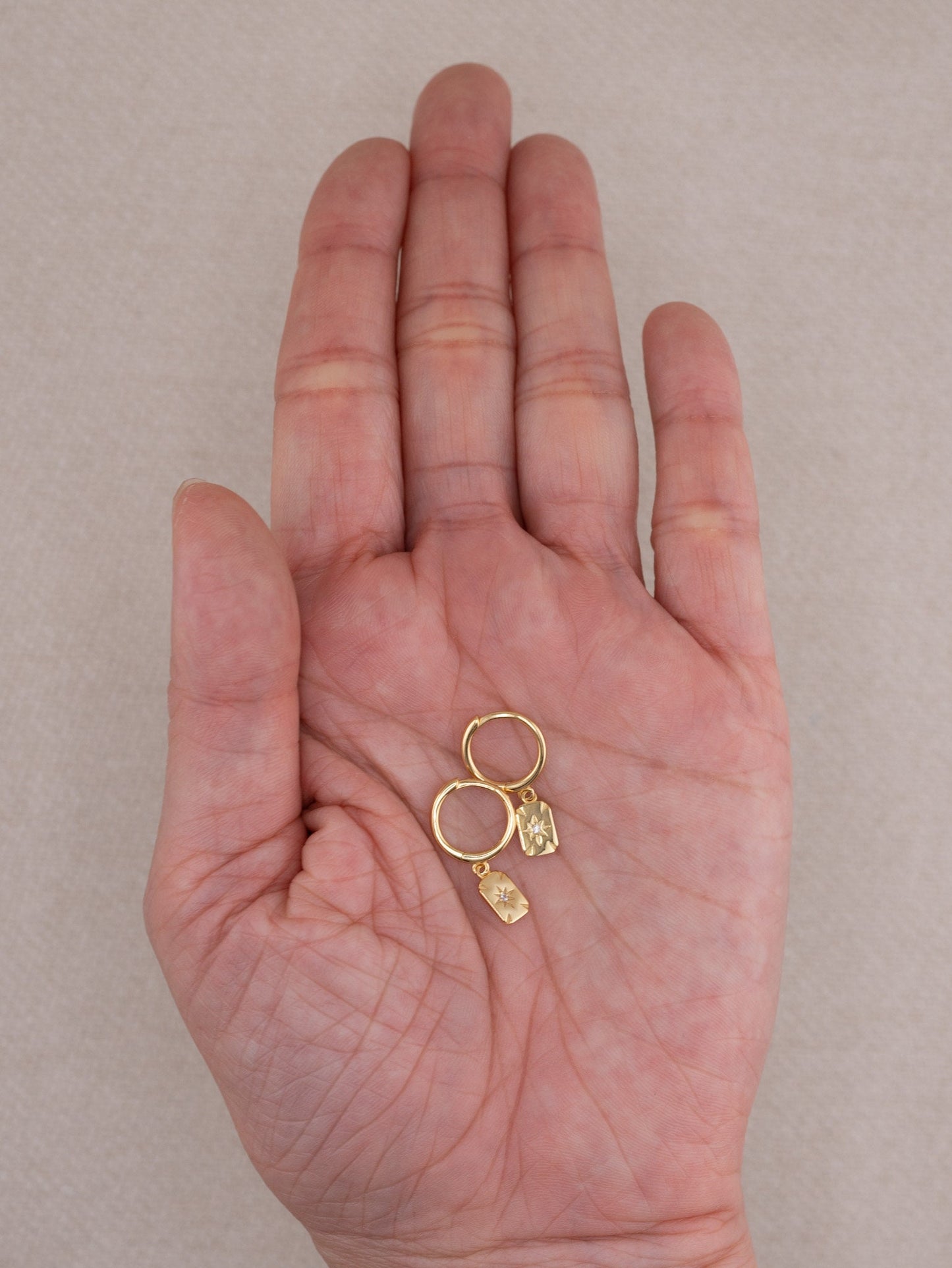 Sun tarot earrings tiny huggie hoop