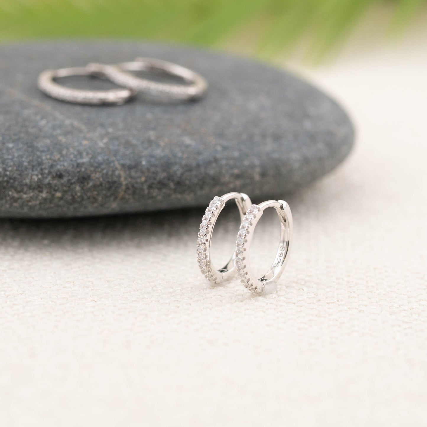 Pave hoop earrings huggie hoops 14K Gold, diamond hoop, pave hoop thin, dainty jewelry, small mini hoop, brides maid sister anniversary gift