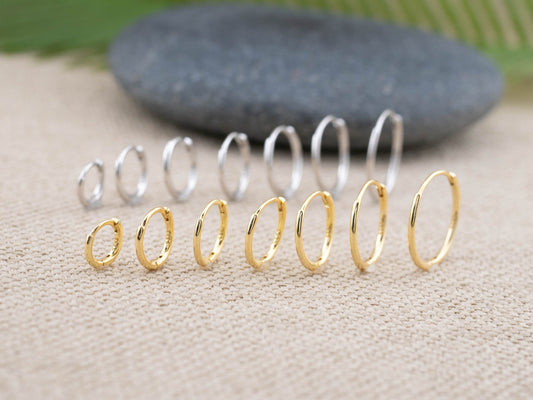 Tiny hoop earrings set of 2 or 3 pairs