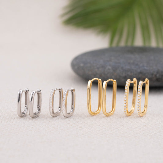Minimalist rectangular stacking hoop set