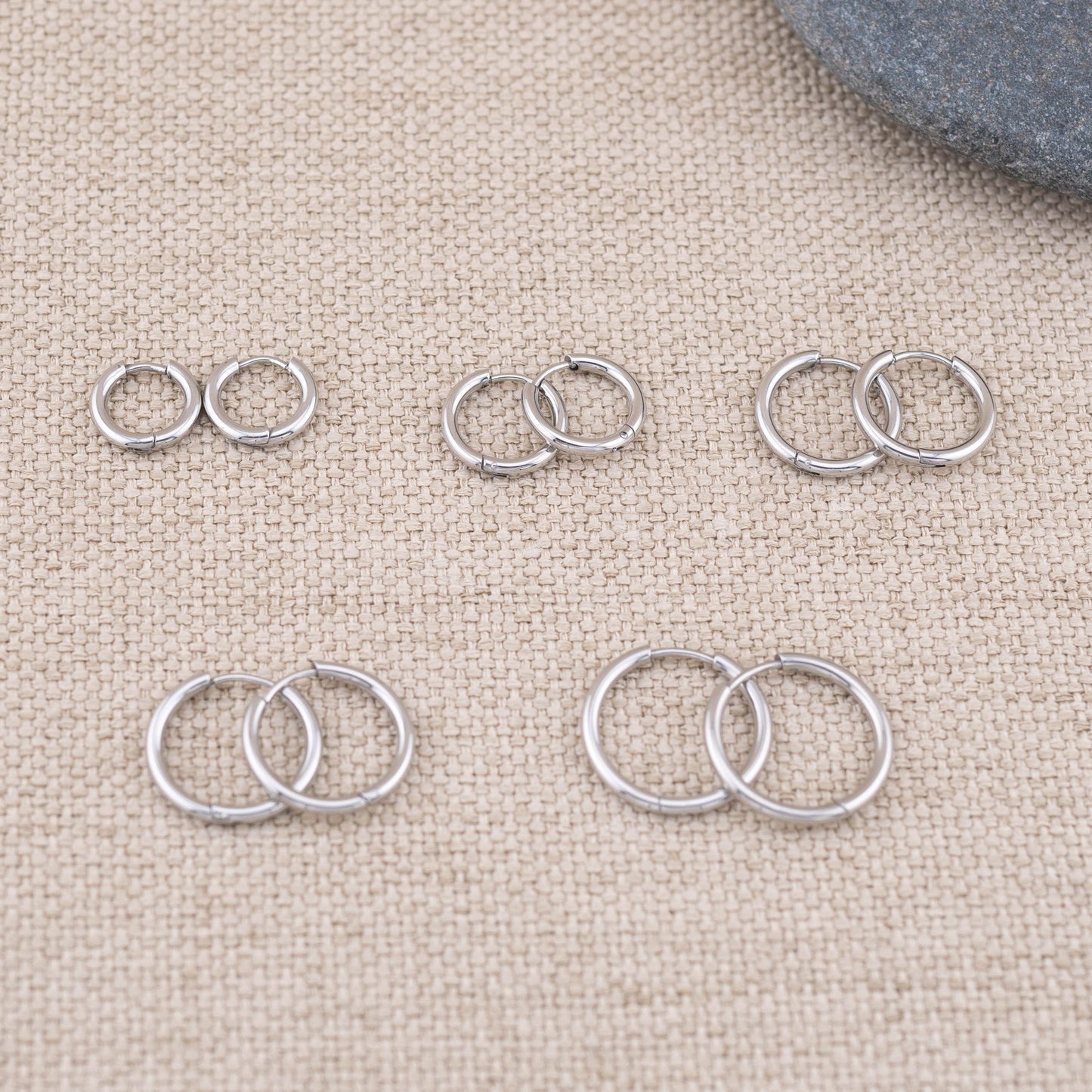 3 pairs gold hoop earrings set