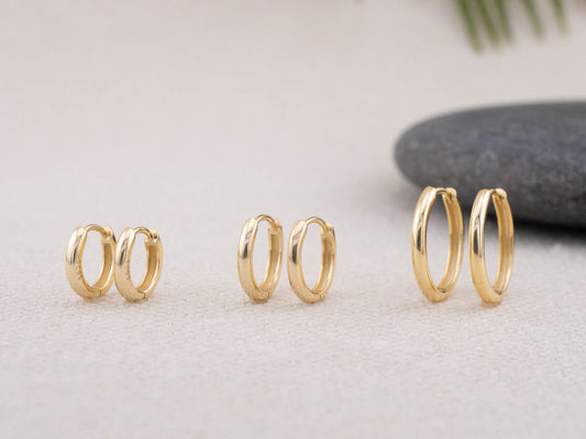 Simple small huggie hoops set of 2 or 3 pairs
