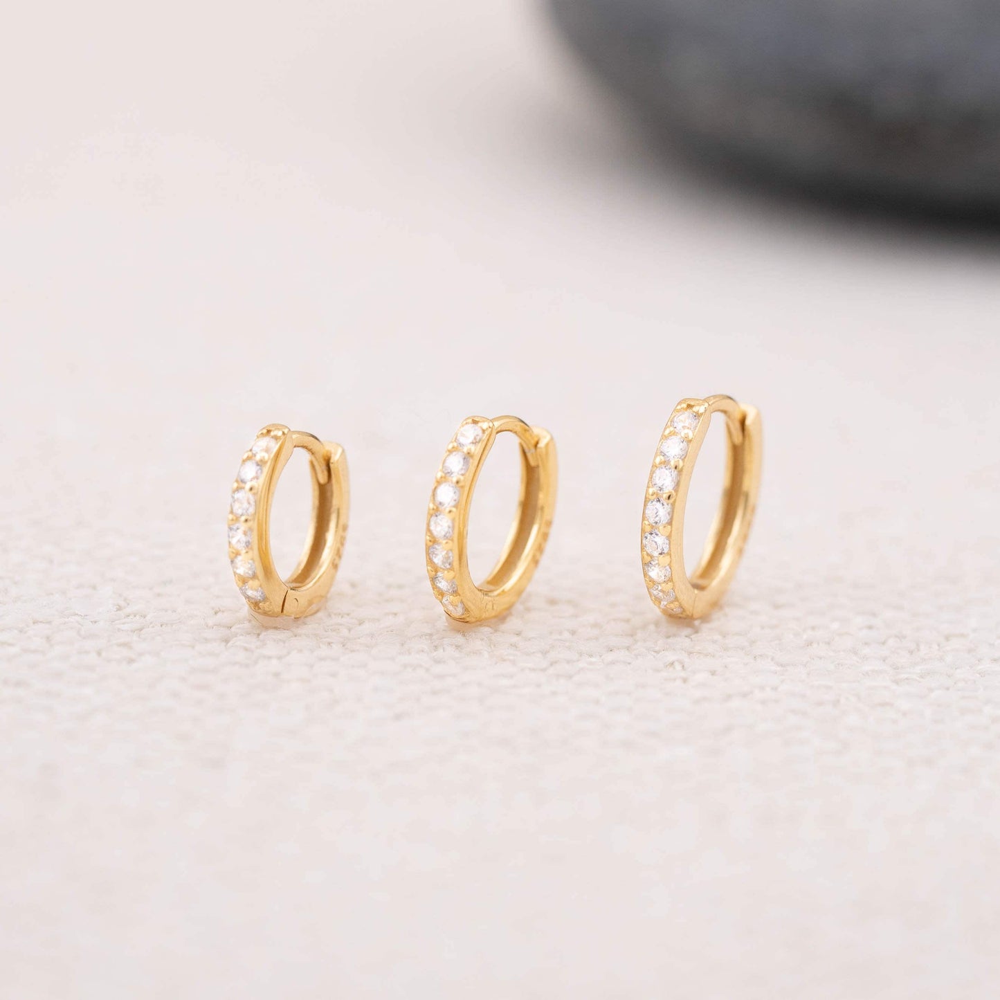Pave hoop stacking earrings