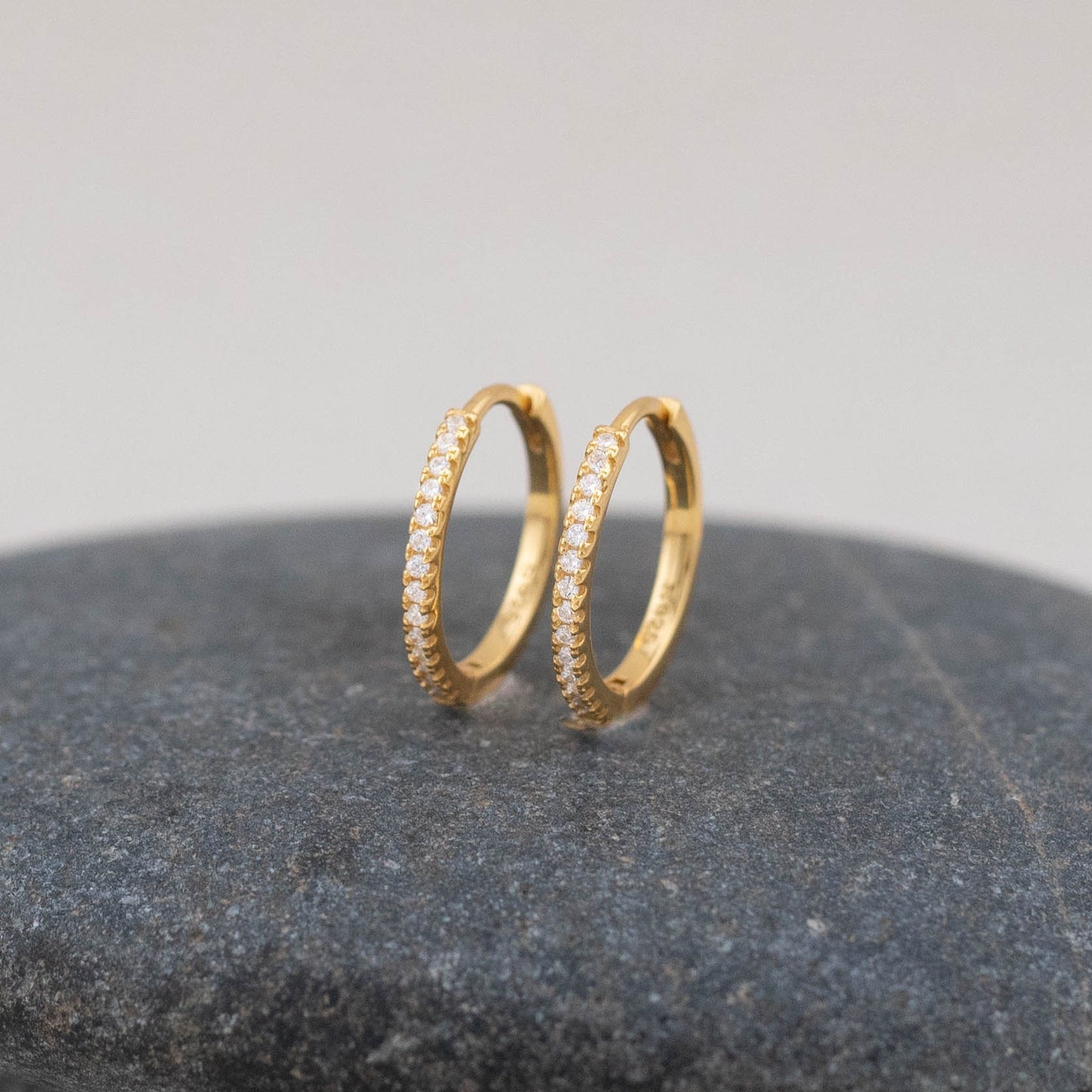 Pave hoop earrings huggie hoops 14K Gold, diamond hoop, pave hoop thin, dainty jewelry, small mini hoop, brides maid sister anniversary gift