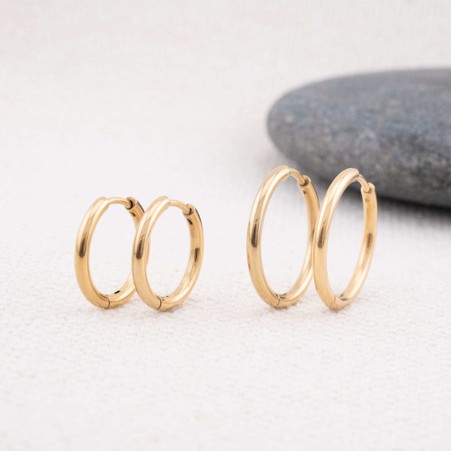 3 pairs gold hoop earrings set