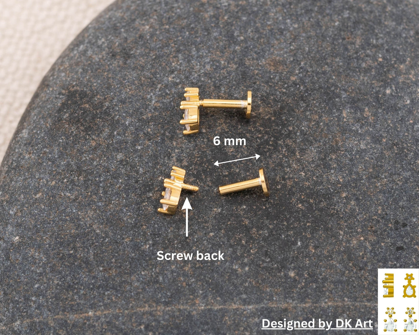 Tiny diamond cz flat back studs