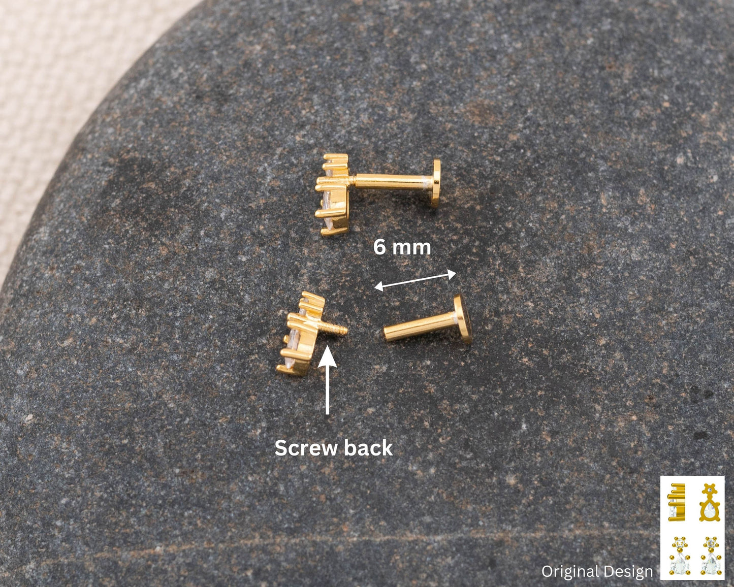 Tiny diamond cz flat back studs