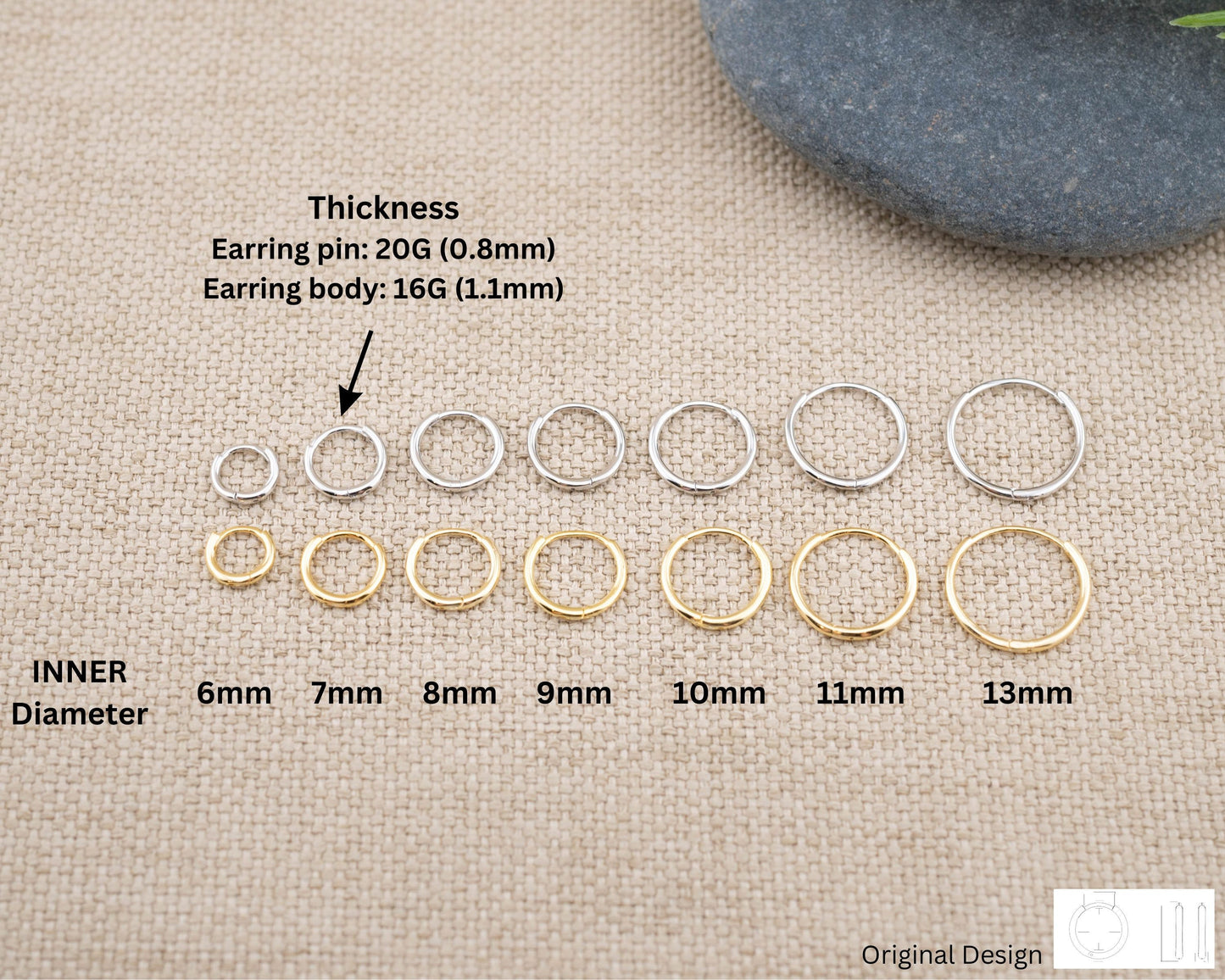 Tiny hoop earrings set of 2 or 3 pairs