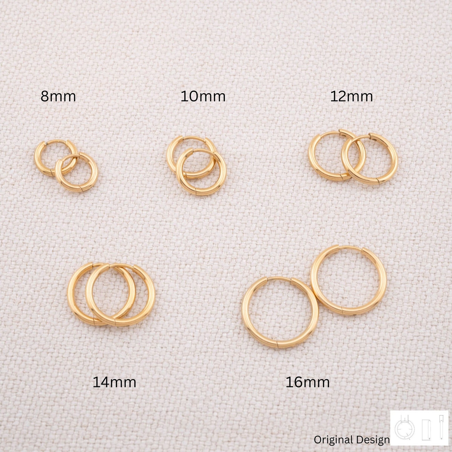 3 pairs gold hoop earrings set
