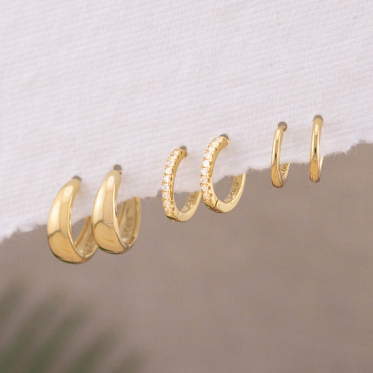 2 or 3 Pairs tiny hoop boxed giftful earrings set