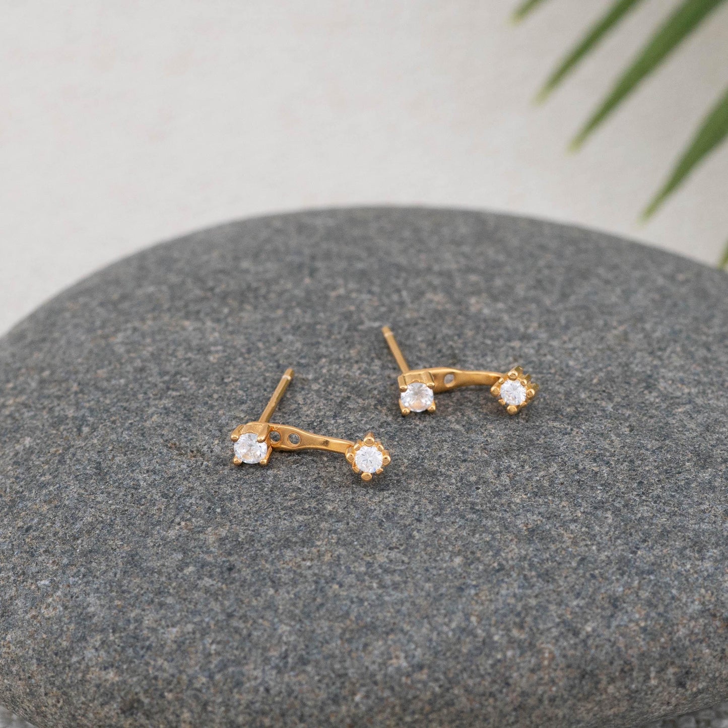 Tiny ear jacket earrings cz studs