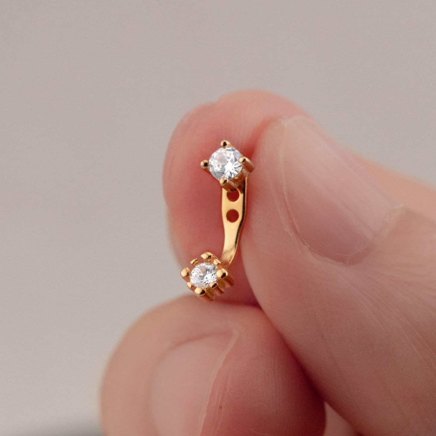 Tiny ear jacket earrings cz studs