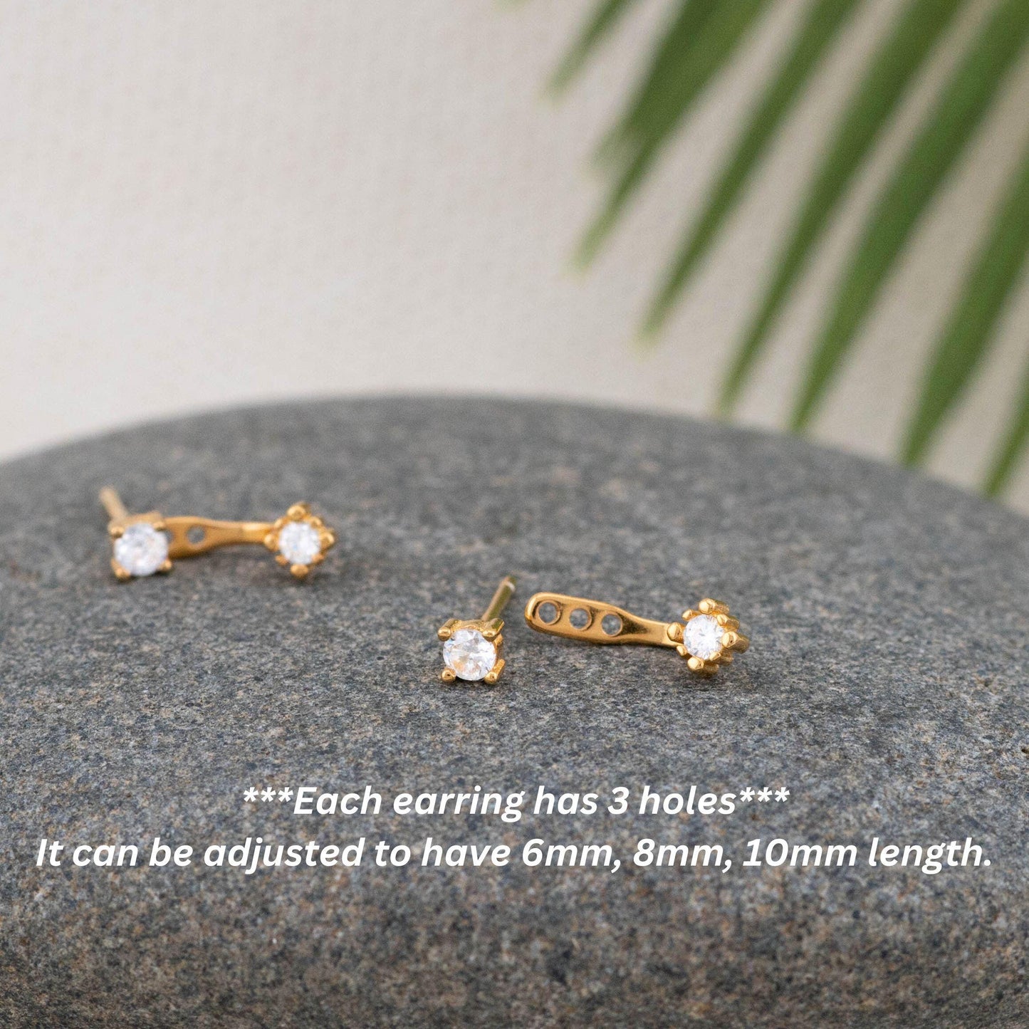Tiny ear jacket earrings cz studs