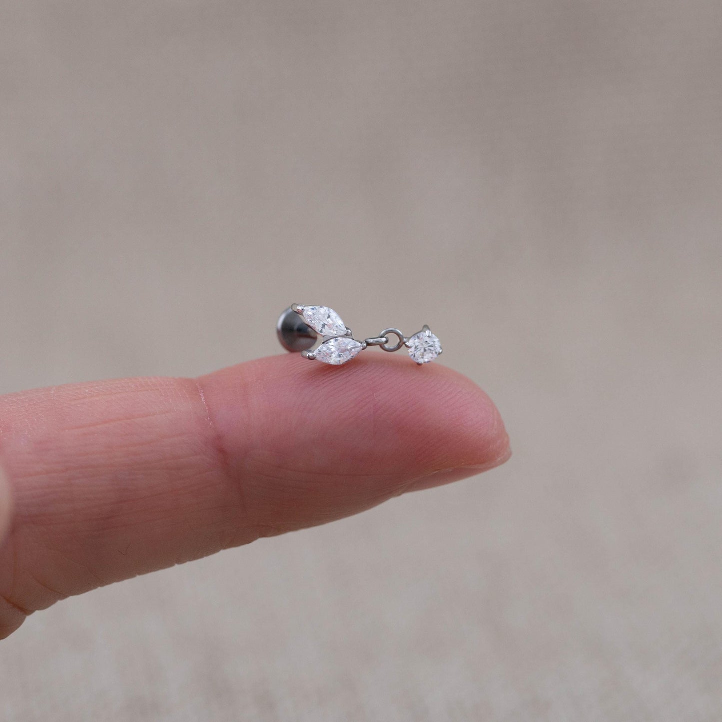 Tiny CZ helix flat back earrings