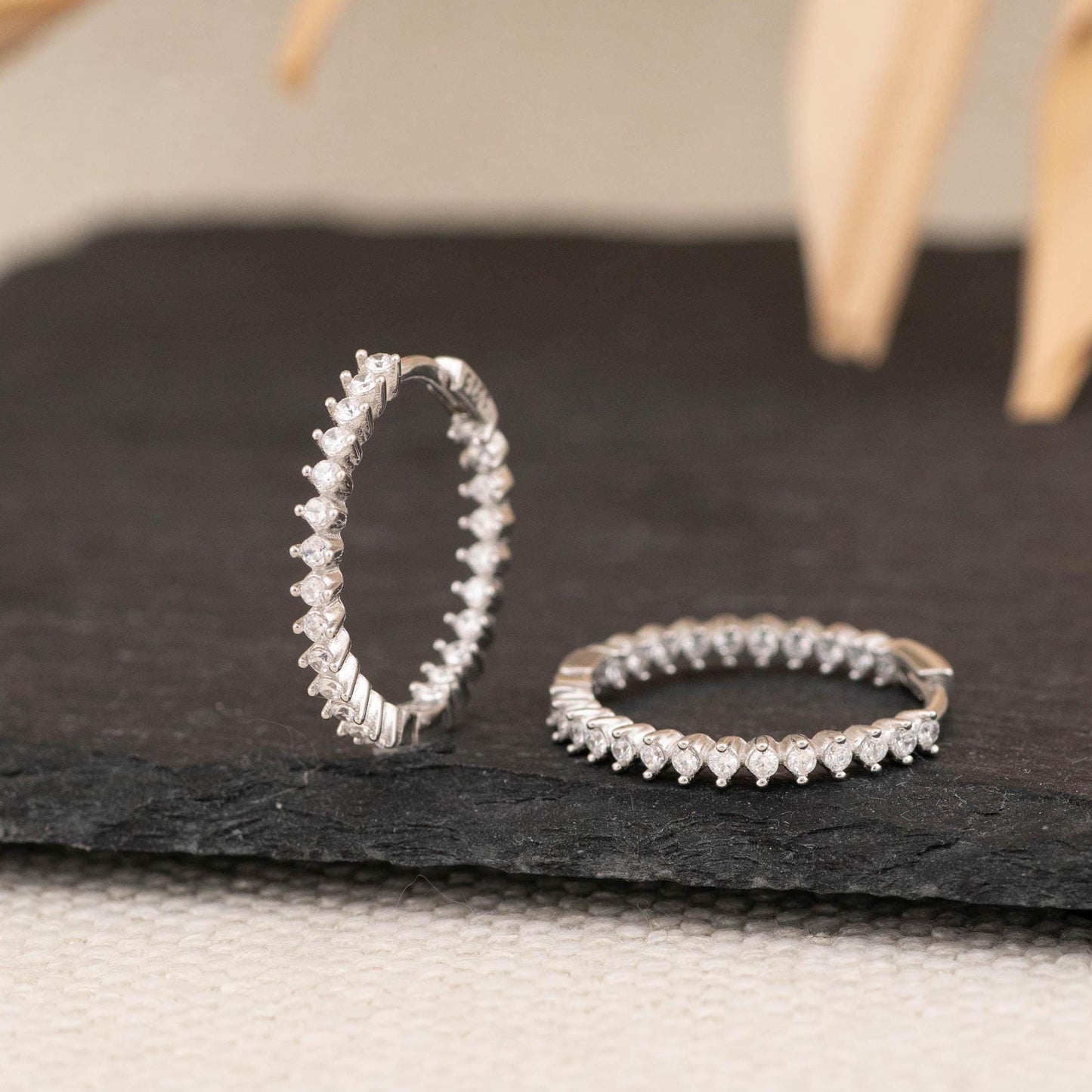 Pave diamonds hoops cz