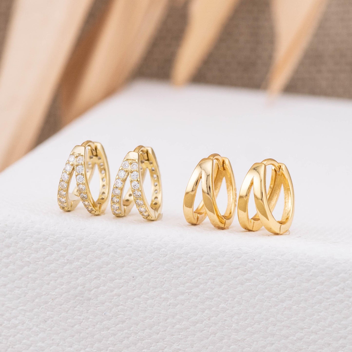 Small double huggie hoop