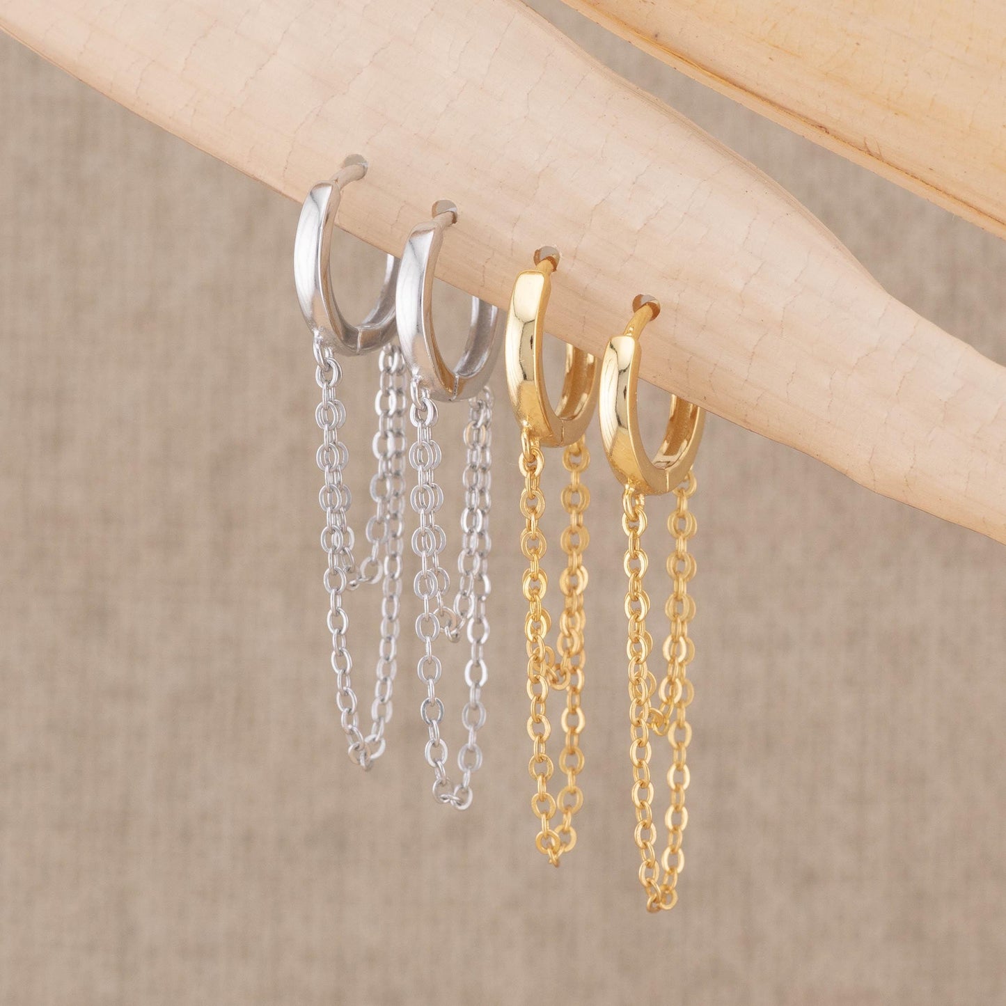 Chain hoop earrings