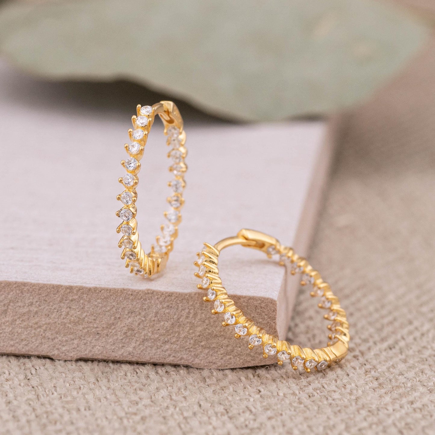 Pave diamonds 15mm hoops