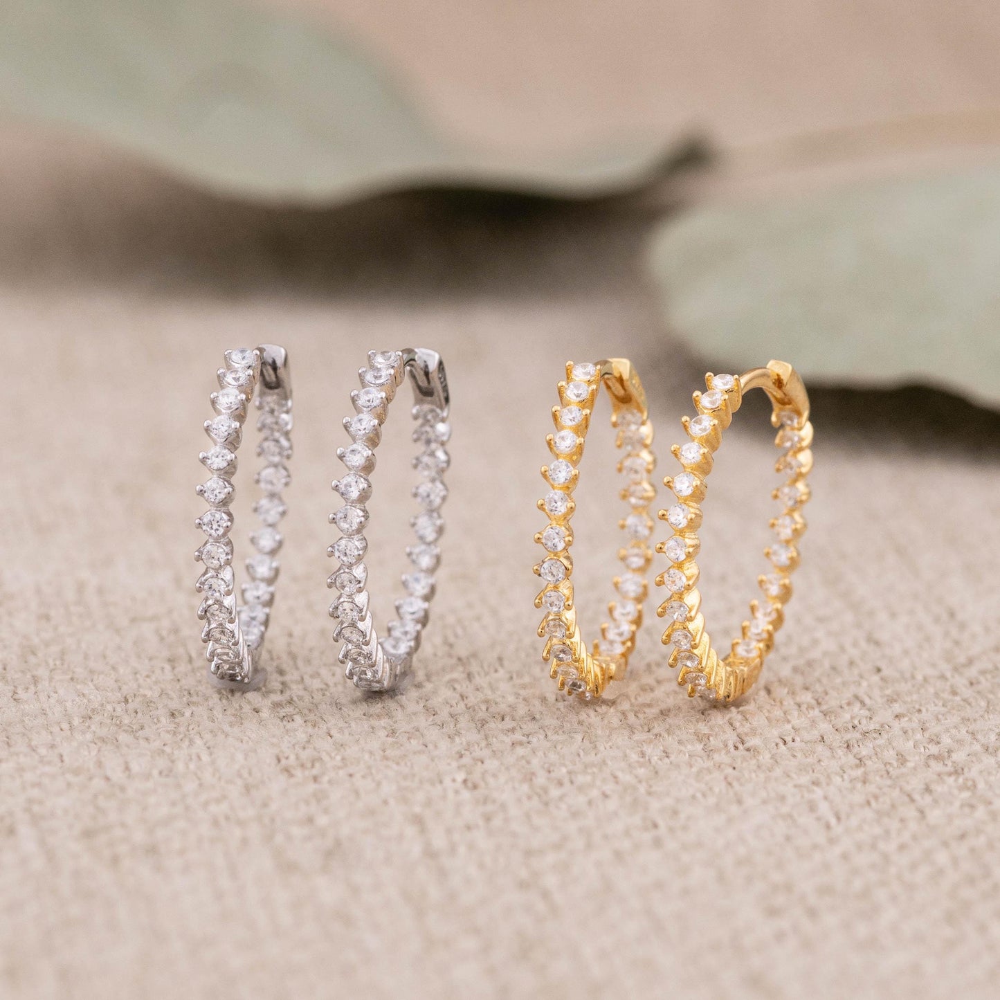 Pave diamonds hoops cz
