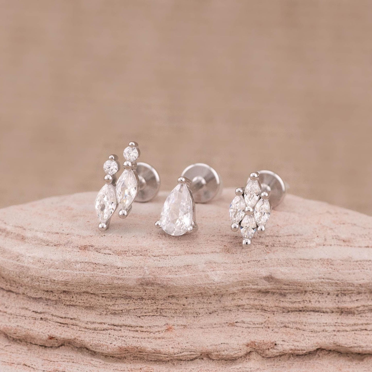Tiny diamond 18G flat back studs earrings