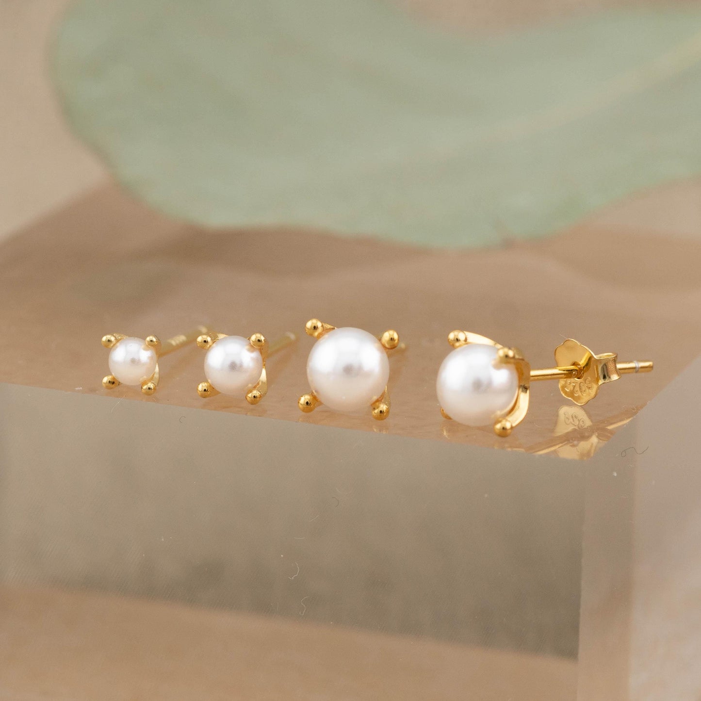 Pearl 20G stud earring gift set