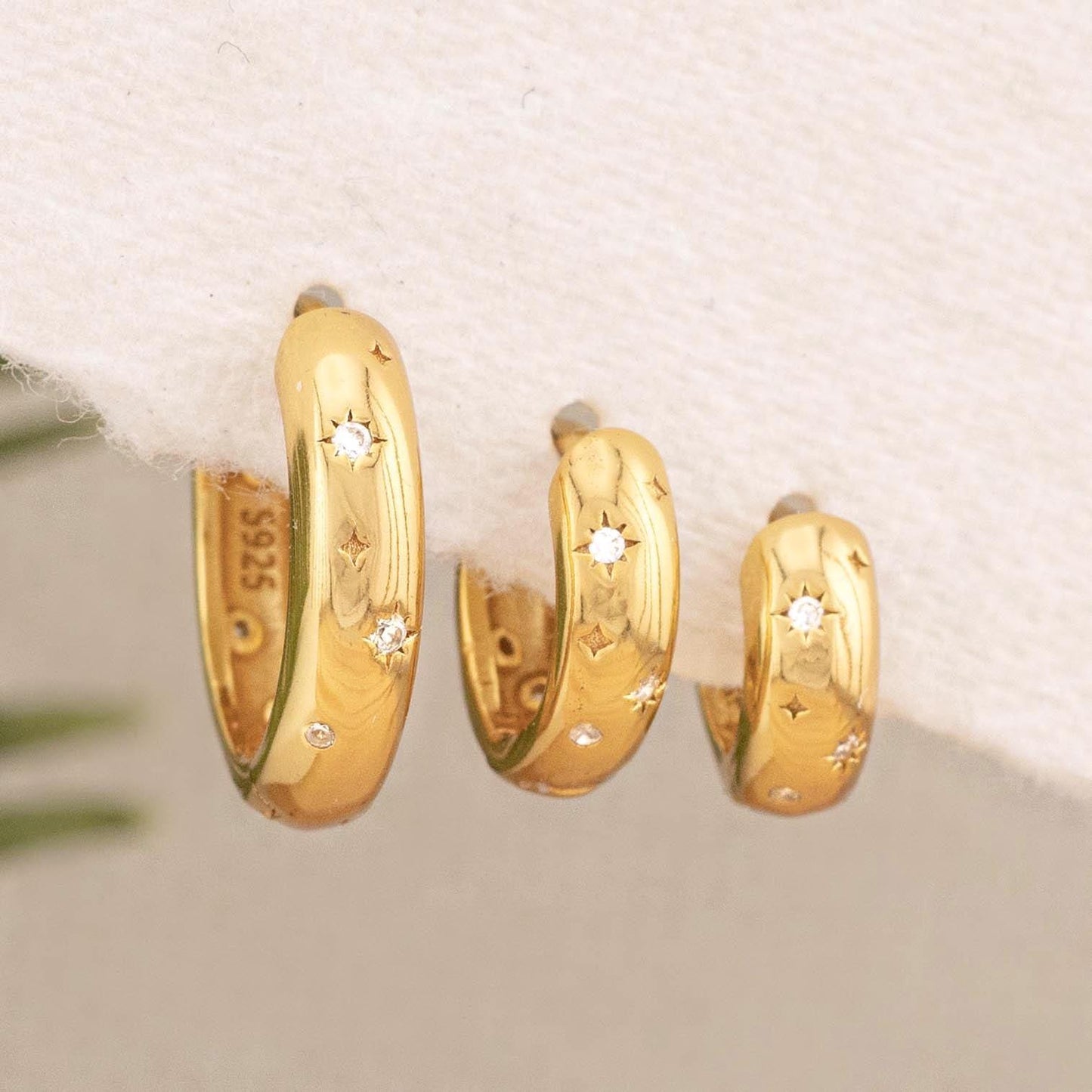 Celestial thick huggie hoop earrings
