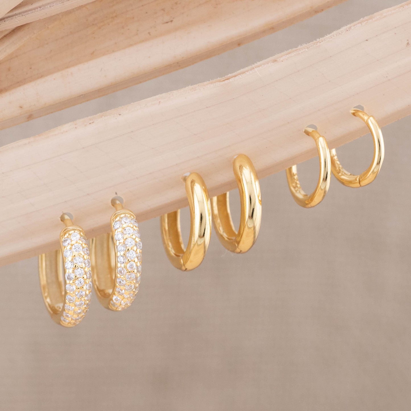 2 or 3 Pairs pave huggie hoop set
