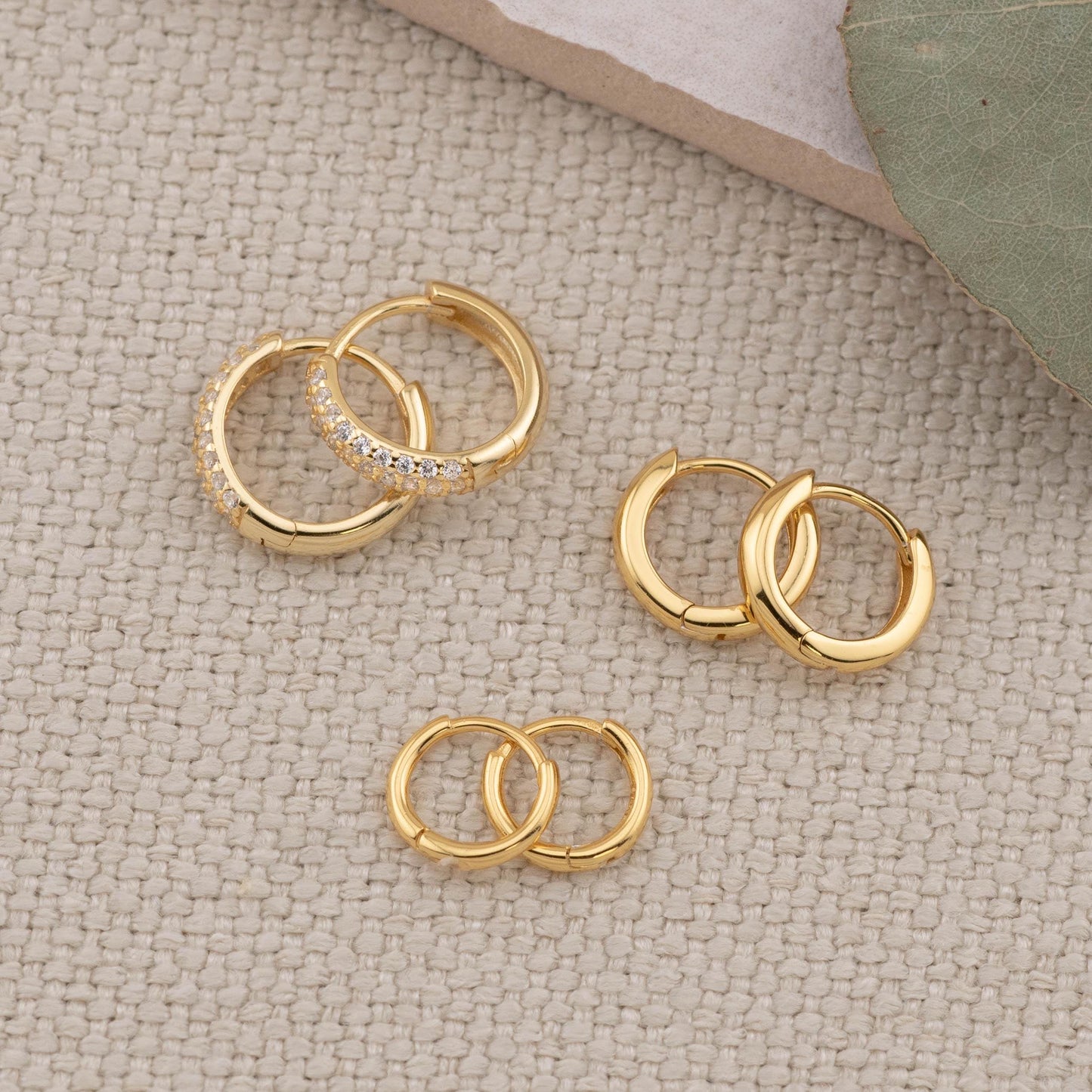 2 or 3 Pairs pave huggie hoop set