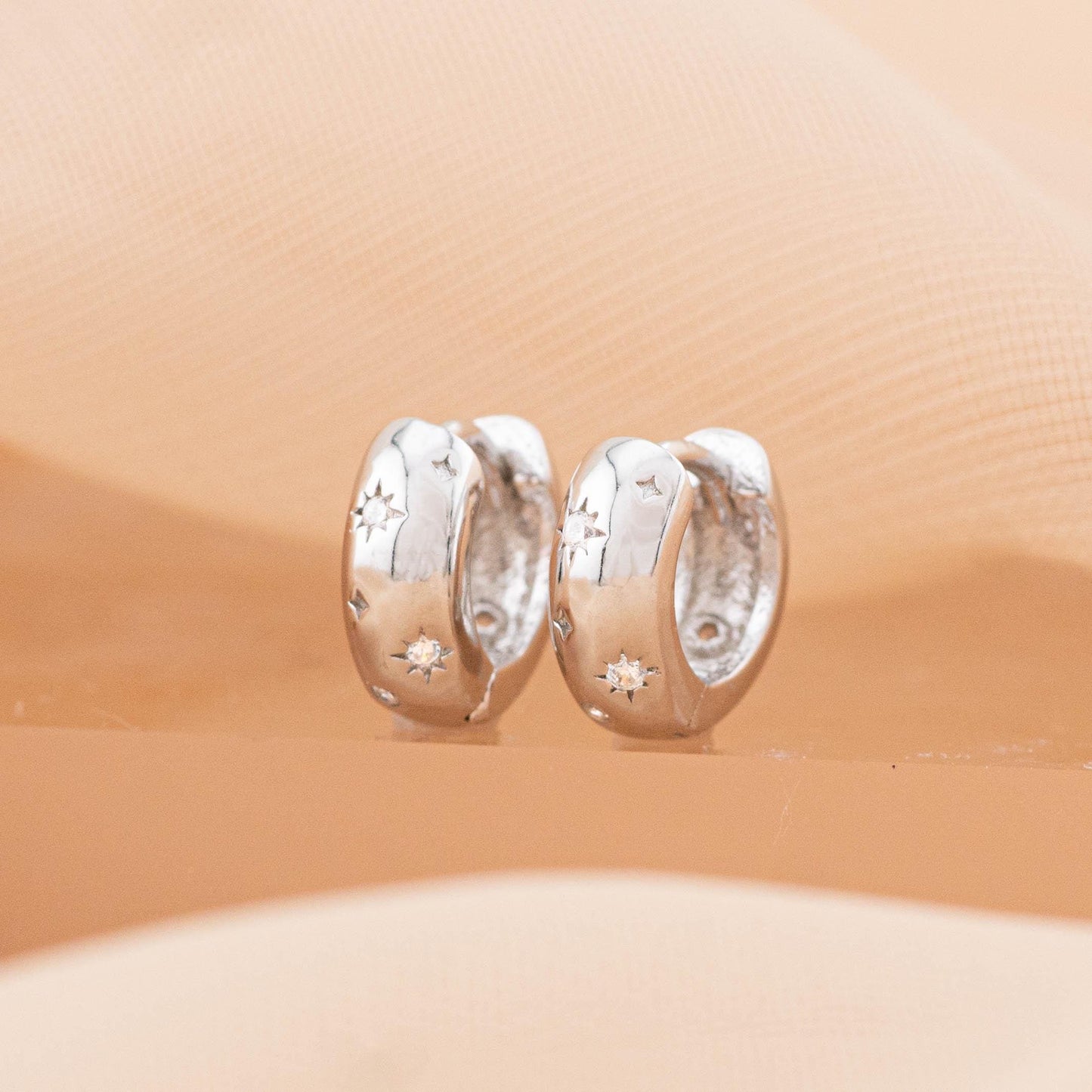 Celestial thick huggie hoop earrings