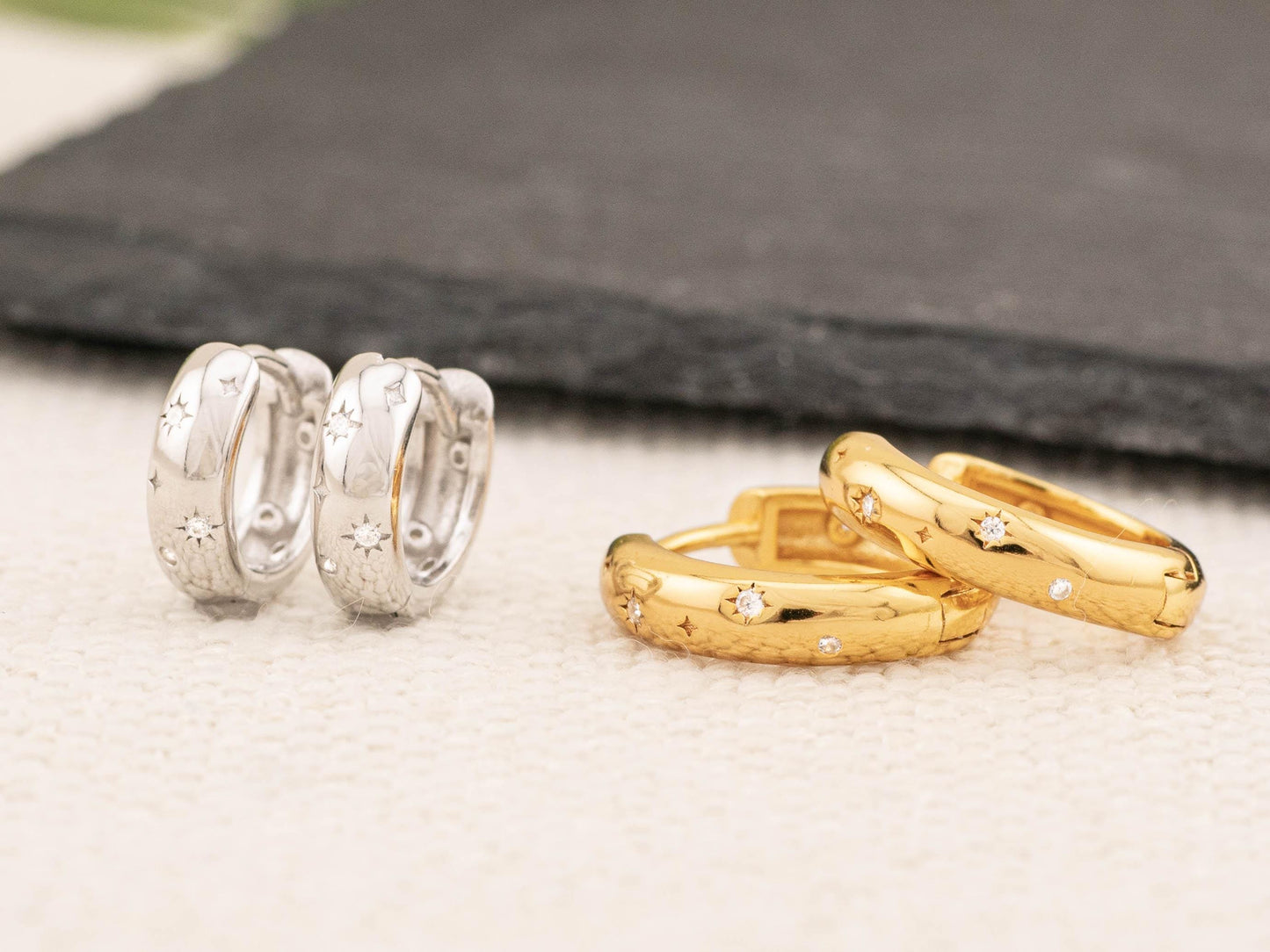 Celestial thick huggie hoop earrings