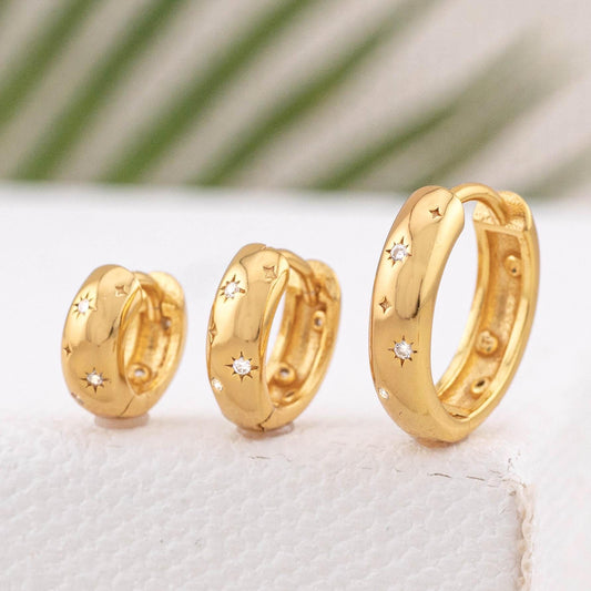 Celestial thick huggie hoop earrings