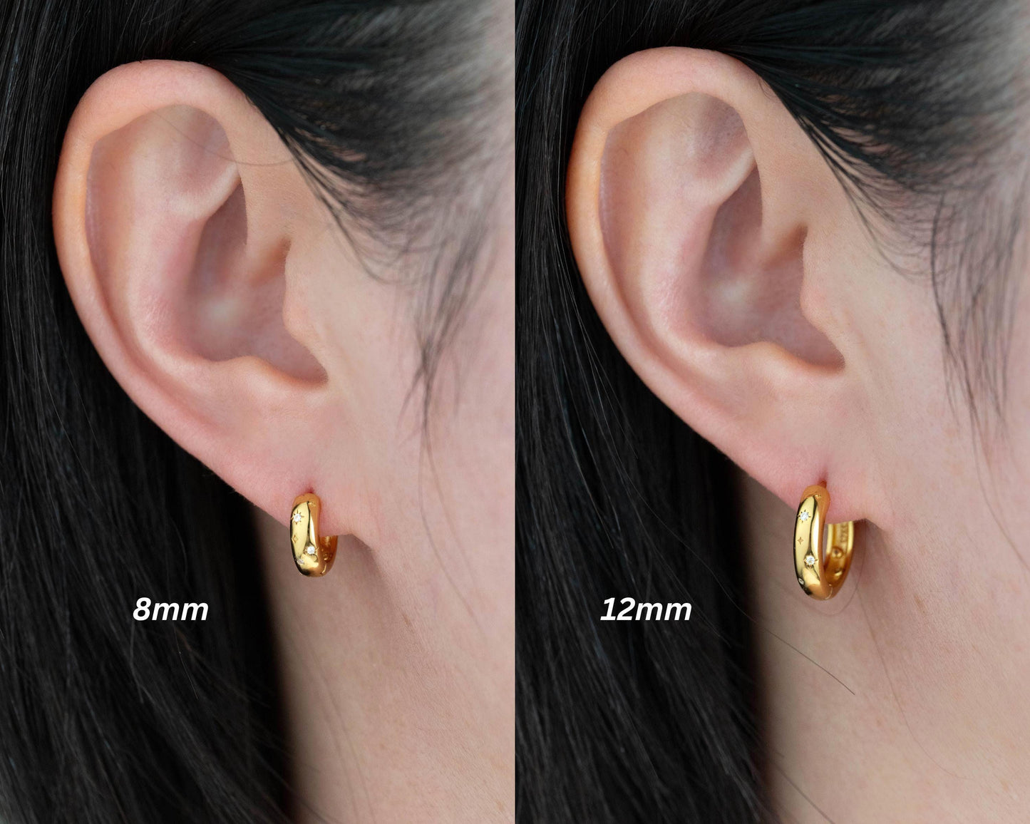 Celestial thick huggie hoop earrings